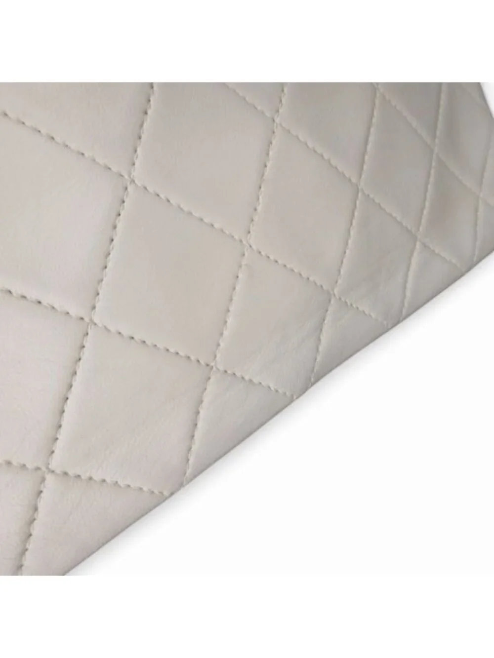 Chanel Quilted Chain Shoulder Bag Cross Lambskin White